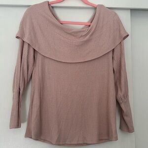 Light pink off the shoulder sweater